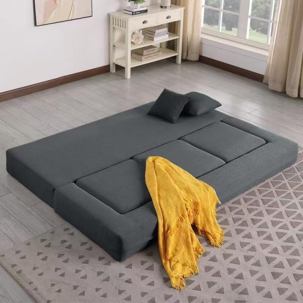 Uoobmope Convertible Floor Sofa Bed, Foldable Sofa Couch with 3 Ottomans, Memory Foam Fold Out Sleeper, Folding Mattress Futon Sofa Bed for Living Room/Bedroom/Studio-Dark Grey - Image 3